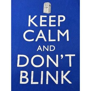 BBC Doctor Who Men’s LARGE  Keep Calm & Don't Blink Blue T-shirt 2012 BBC